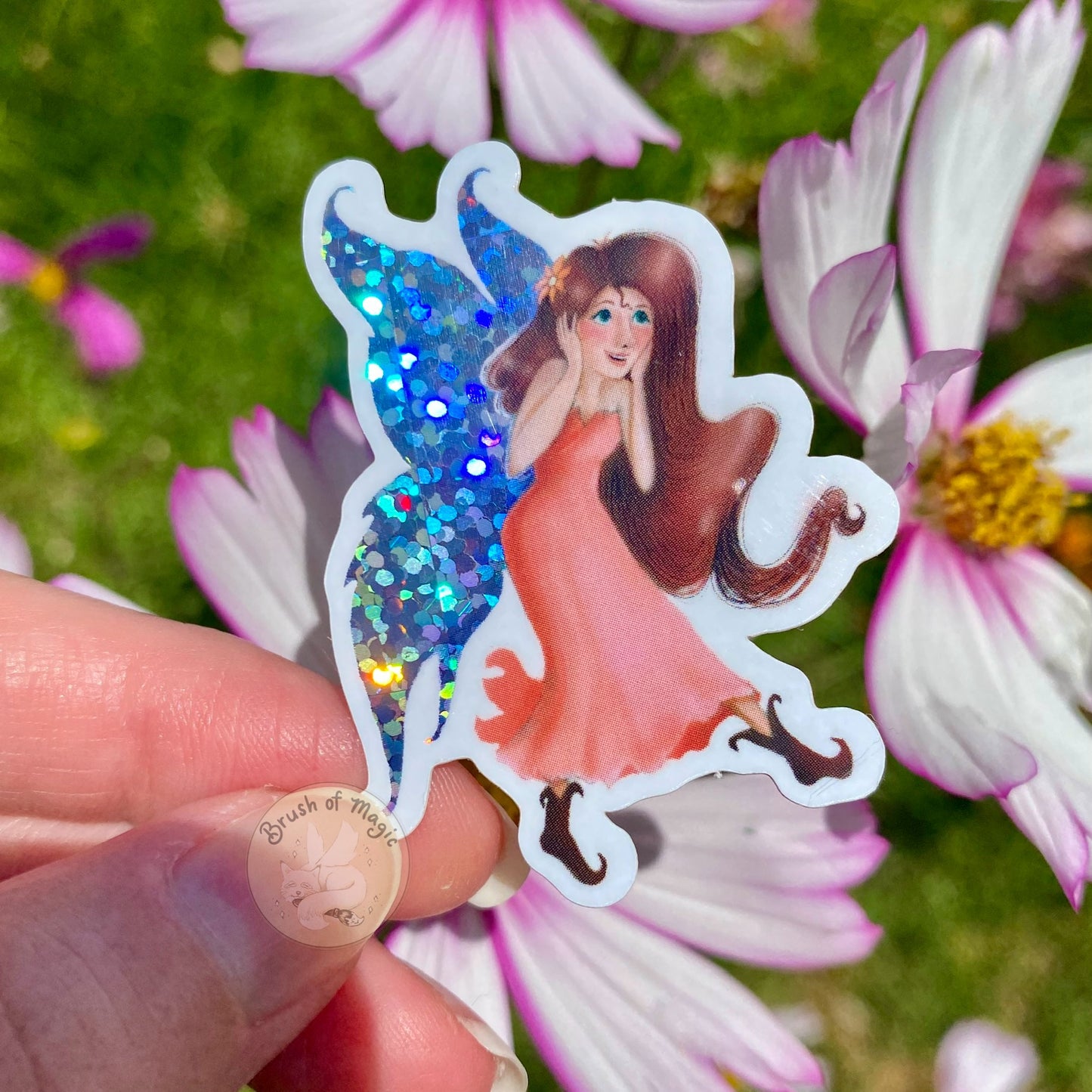 Brush of Magic Willow Fairy Glitter Wings Vinyl Sticker