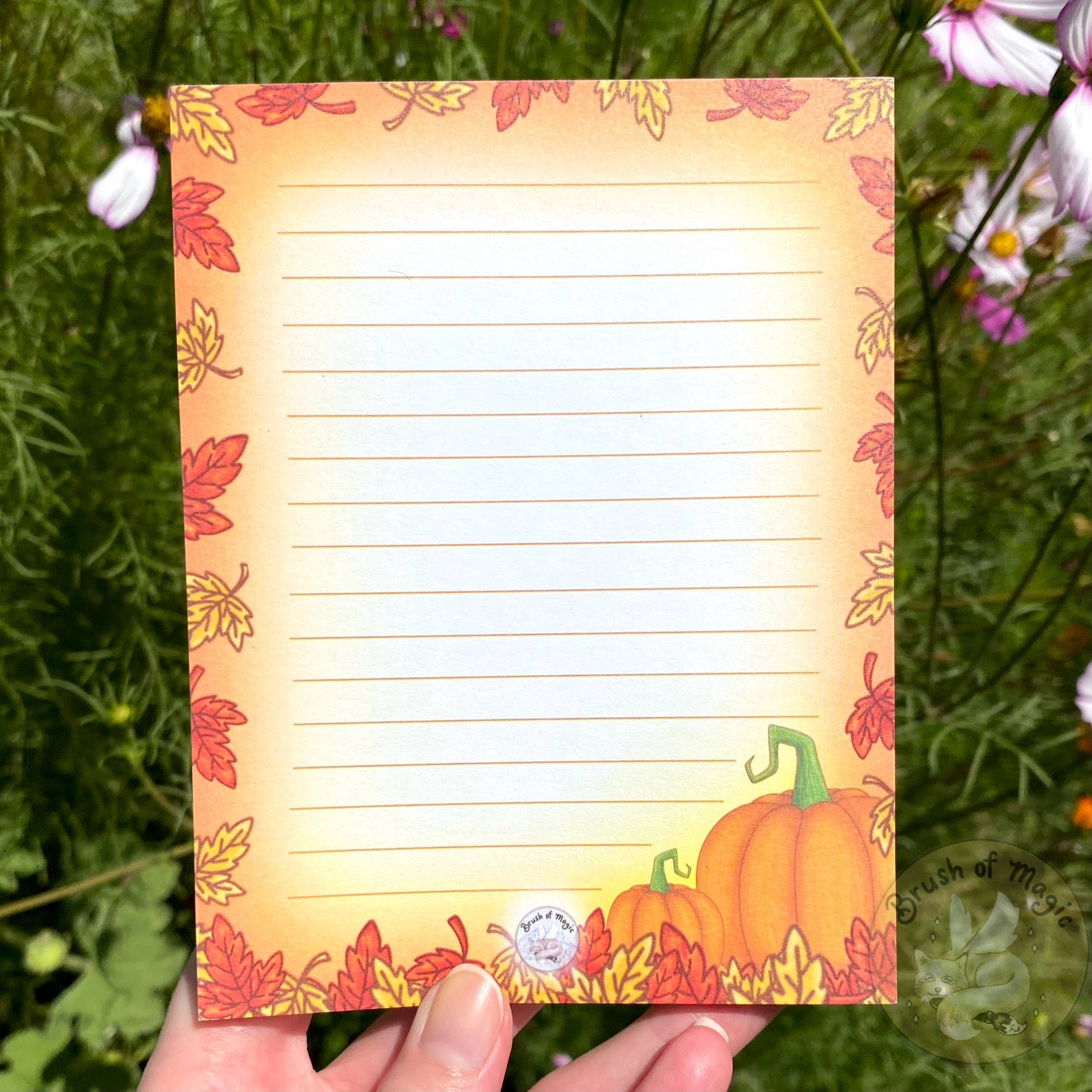 Fall Leaves and Pumpkins Notepad