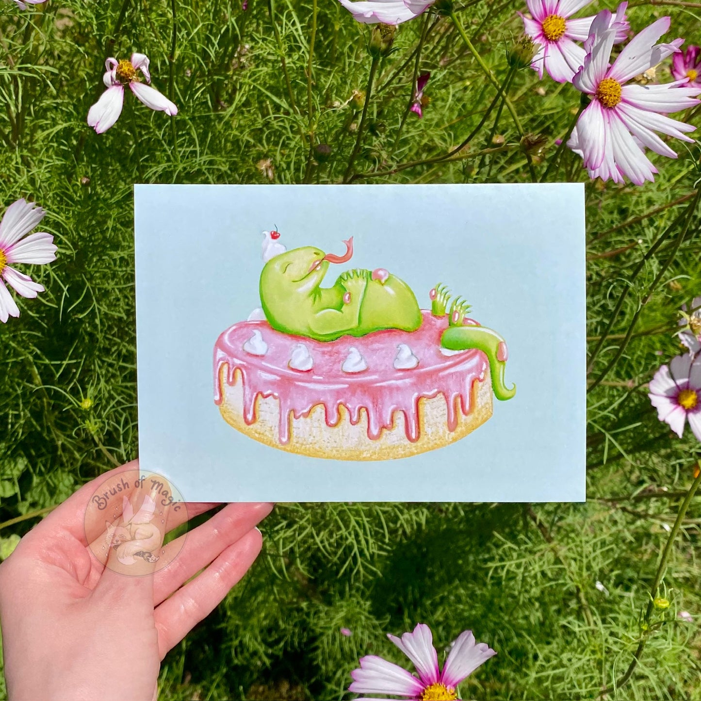 Food Animals Cake Lizard Greeting Card