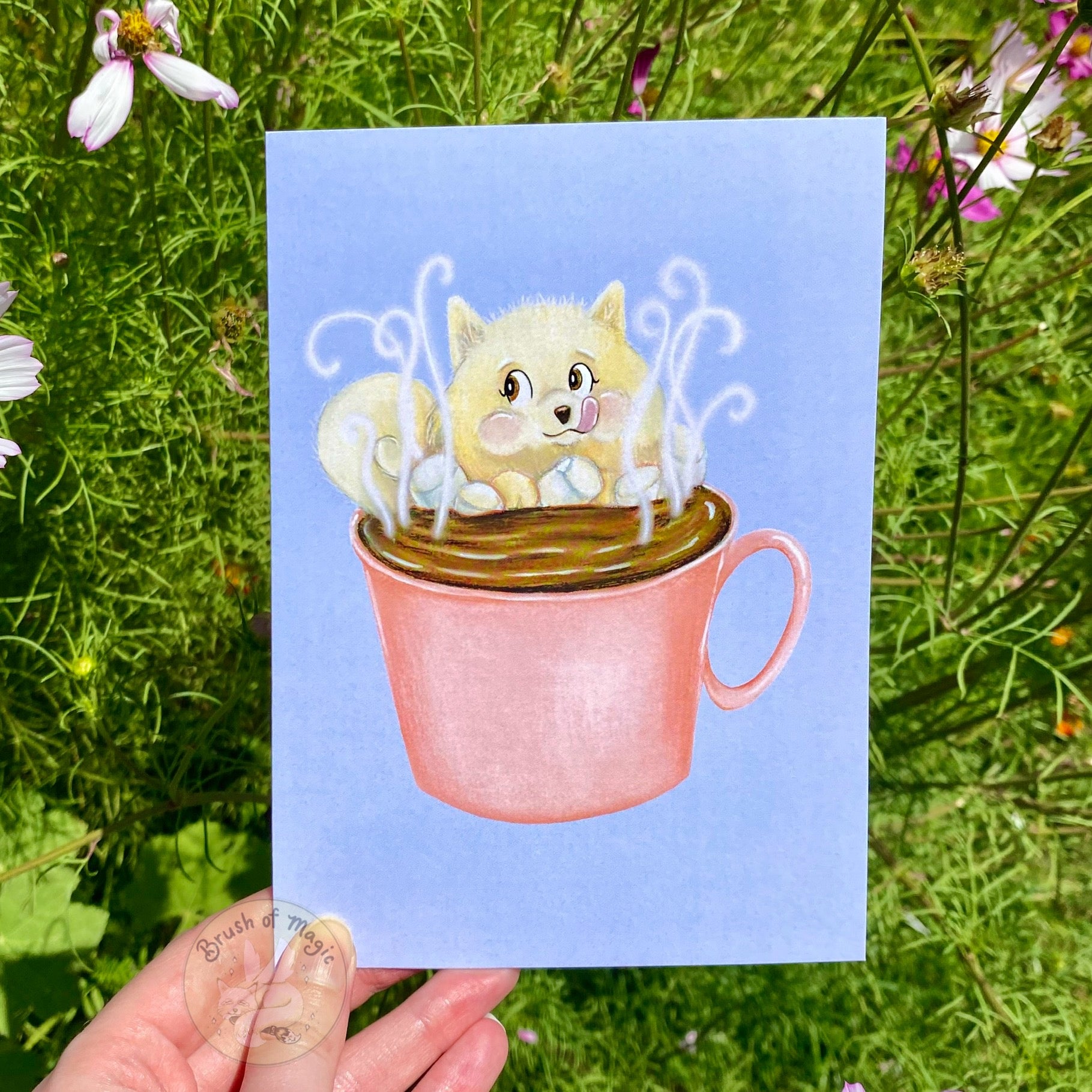 Food Animals Pomeranian Hot Chocolate Greeting Card