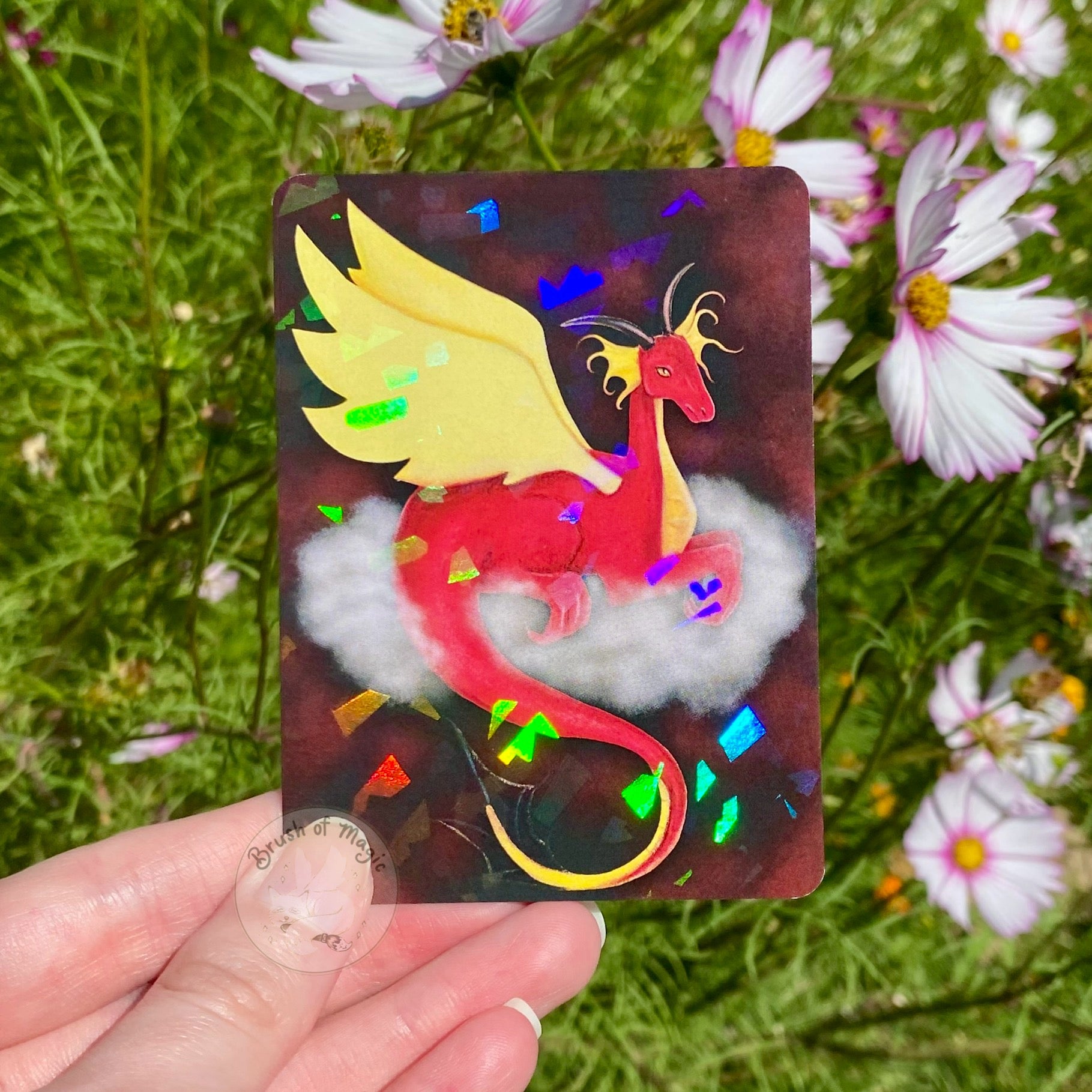 Mythical Creatures Misty Dragon Holo Trading Card