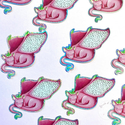 "Dragon Fruit Dragon" Glitter Vinyl Sticker