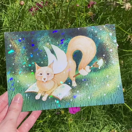 Brush of Magic Fox Creature Holo Character Art Print Video