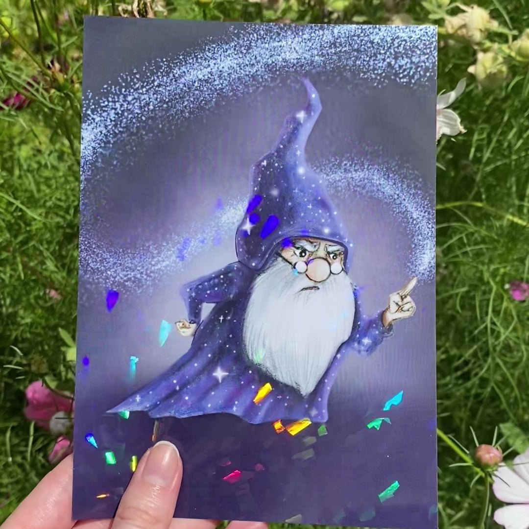 Brush of Magic Windsor the Wizard Gnome Holo Art Print Video